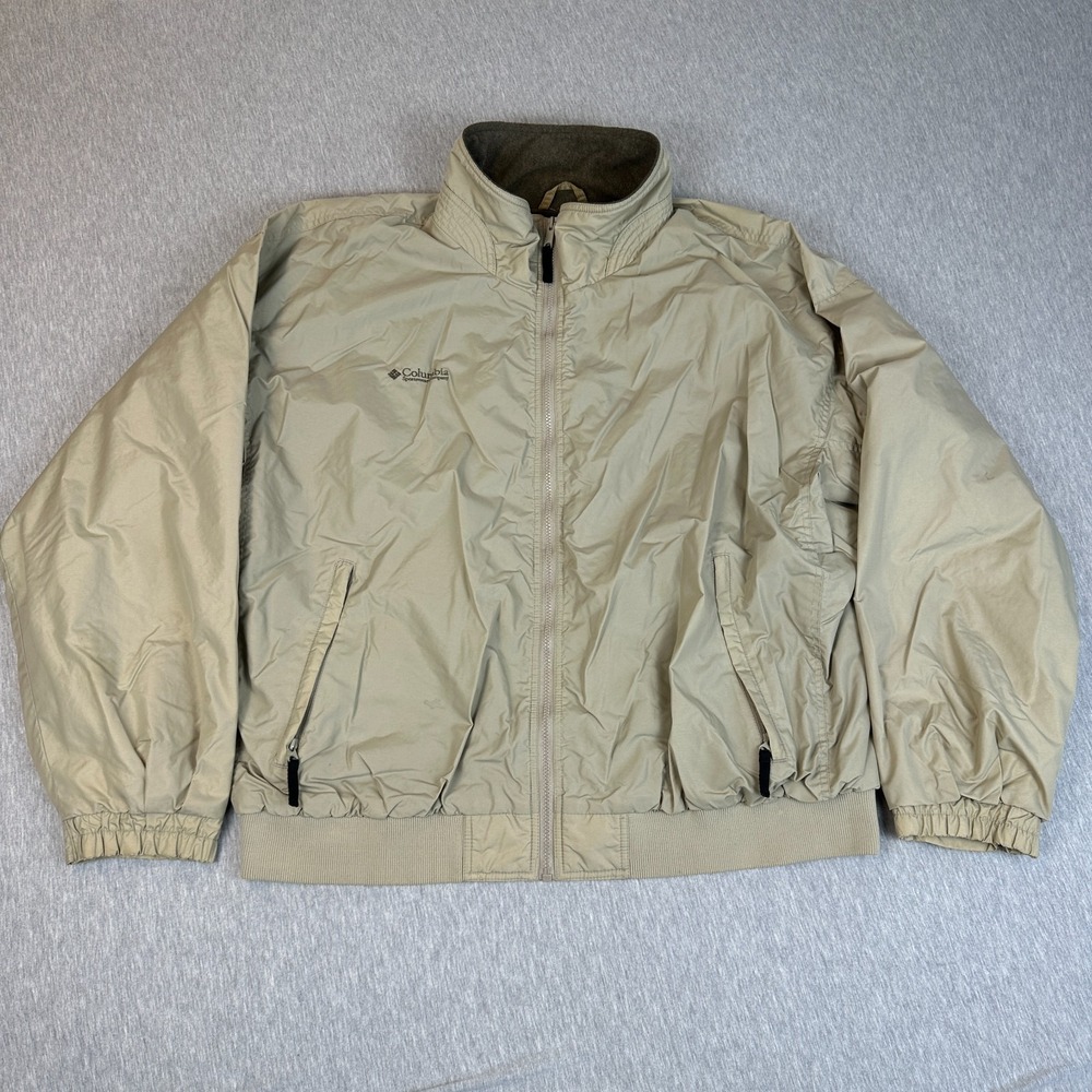 Vintage Columbia Fleece Lined Jacket Mens XXL Loma Vista Tan Bomber Windbreaker